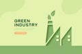 Green industry, 3D symbol paper art style. Renewable energy and Sustainability development concept.Banner template background.