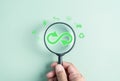 Green Infinity symbol with business economy environment sustainable Royalty Free Stock Photo