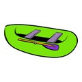 Green inflatable boat icon, icon cartoon