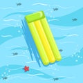 Green Inflatable Matrass With Blue Sea Water On Background Royalty Free Stock Photo