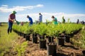 Green Initiative: Community Volunteers Planting Trees for a Better Future