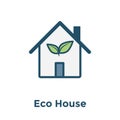 Green Initiatives Ecohouse icon w eco friendly house / plant icon