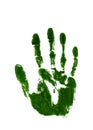 Green ink impression of left hand Royalty Free Stock Photo