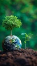 Green innovation Tree and globe signify renewable energy and environmental protection