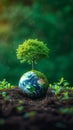 Green innovation Tree and globe signify renewable energy and environmental protection
