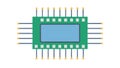 Green Integrated Circuit Chip Icon for Tech Innovation, vector design Generative AI Royalty Free Stock Photo