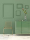 Green interior with a golden chair