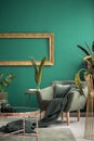 Green interior with golden elements