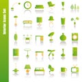 Green interior icons set