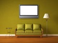 Green interior with lcd tv Royalty Free Stock Photo