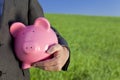 Green Investment Pink Piggy Bank Royalty Free Stock Photo