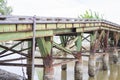 Green iron bridge Old and rusty Royalty Free Stock Photo