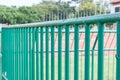 Green iron fence at the outdoor Royalty Free Stock Photo