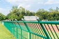 Green iron fence at the outdoor Royalty Free Stock Photo