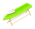 Green Ironing Board with Press Iron as Heated Tool for Removing Wrinkles from Fabric as Household Equipments Isometric