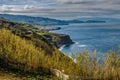 Green island in the Atlantic Ocean, Sao Miguel, Azores, Portugal Royalty Free Stock Photo