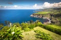 Green island in the Atlantic Ocean, Sao Miguel, Azores, Portugal Royalty Free Stock Photo