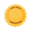 Green ISO 9001 Quality Management Certification Badge Vector illustration