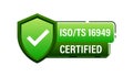 Green ISO TS 16949 Quality Management Certification Badge Vector stock illustration