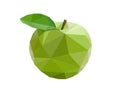Green isolated apple low poly illustration on white background