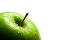 Green isolated apple with water-drops Royalty Free Stock Photo