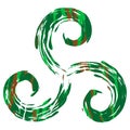 Green isolated celtic pagan symbol triskele