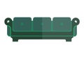 Green isolated sofa with bright and dim parts
