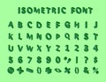 Green Isometric Pixel Font, Vector Letters, Alphabet Royalty Free Stock Photo