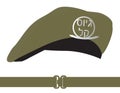 Green israel military hat with Hebrew Easy recruitment greeting for new soldiers