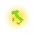 Green Italy map icon, comics style