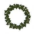 Green Ivy Leaf Wreath Circle Frame Decoration on a White Background Royalty Free Stock Photo