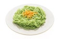 Green or Jade noodles in white plate Royalty Free Stock Photo