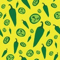 Green Jalapeno pepper seamless pattern