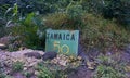 Green Jamaica 50 sign by the side of the B1 road in the Blue Mountains, Jamaica