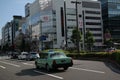 Green Japanese Taxi in Kyoto, Japan