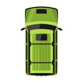 Green jeep top view vector illustration. Off road car illustration. Royalty Free Stock Photo