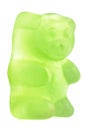 Green jelly gummy bear isolated on white background