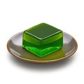 Green Jelly Plate Bundle Isolated on White Background, Top and Side View Royalty Free Stock Photo