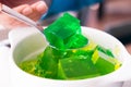 Green Jelly on a Spoon Royalty Free Stock Photo