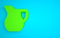 Green Jug glass with milk icon isolated on blue background. Kettle for milk. Glass decanter with drinking milk Royalty Free Stock Photo