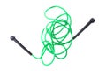 Green Jumping rope for sort training on white background Royalty Free Stock Photo