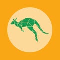 Green Kangaroo icon in orange background.
