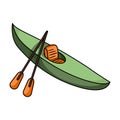 Green kayak for downhill on a mountain river.Sports water transport.Ship and water transport single icon in cartoon