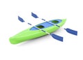 Green kayak with paddles isolated on a white background. 3d rend