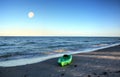 Green kayak on the white sand of Tigertail Beach in Marco Island Royalty Free Stock Photo