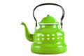 Green kettle isolated on white with clipping Royalty Free Stock Photo