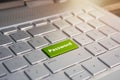 Green key with stop palm icon symbol on laptop keyboard. Royalty Free Stock Photo
