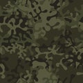 Green khaki seamless camouflage pattern. Army background, military camo clothing style, printing on fabric. Vector