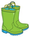 Green kids rubber rain boots