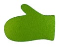 Green kitchen mitten, potholder of felted fabric. Royalty Free Stock Photo